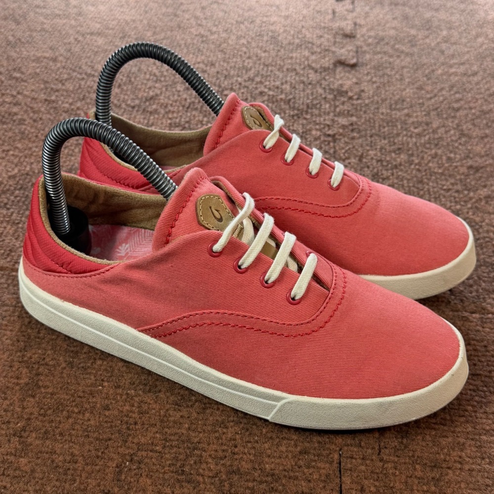 A+ OluKai Kohu Women 7 Coral Pink Textile Drop-In Heel Sneaker Shoe 20516-LFLF